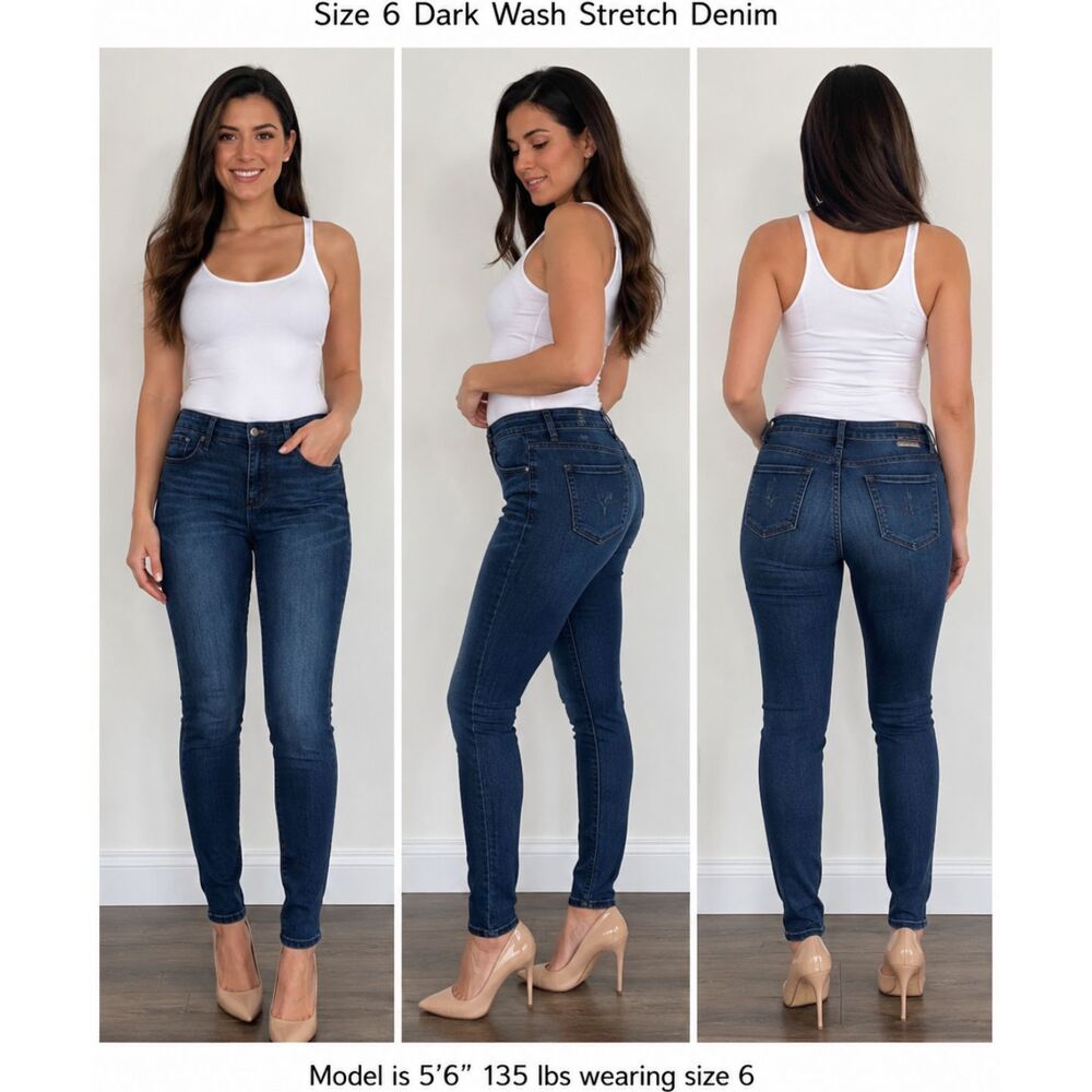Kardashian Kollection Kim Curvy Skinny Jeans Size 6 Dark Wash Stretch Denim